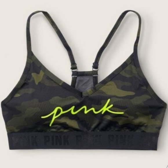 PINK Victoria's Secret Other - NWT Pink camo green sports bra xl adjustable straps removable pads xl wicking